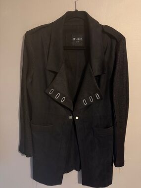 Insight Black Faux Suede jacket. Knit sleeve. Size 12